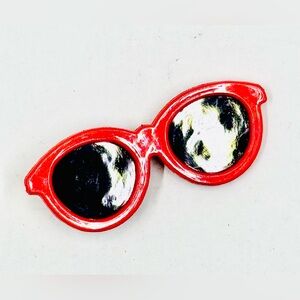 Vintage Red Sunglasses Raybans Pin Brooch 2.5” X 1”